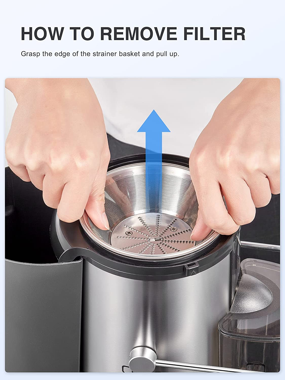 Juicer Machine, 500W Centrifugal Juicer Extractor with Wide Mouth 3” Feed Chute for Fruit Vegetable, Easy to Clean, Stainless Steel, Bpa-Free (Black)